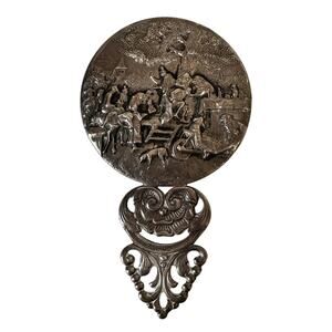 Vintage Hans Jensen Danish Silver Plate Repousse Mirror